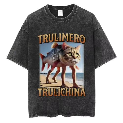 Brr Brr Patapim Washed Vintgae T-shirt Funny Italian Brainro