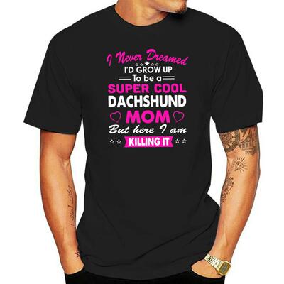 Black Dachshund Mom Tee Men's Personalized Short Sleeved Ful