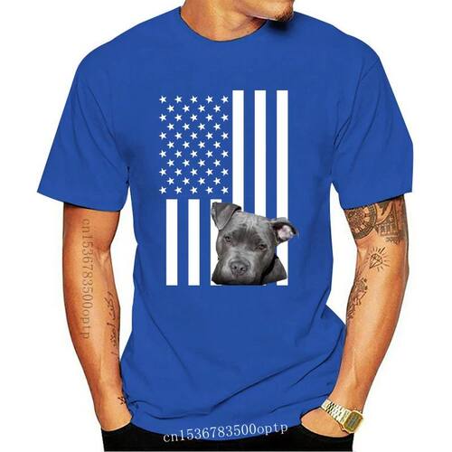 Design Cotton Round Neck 4th Of July Pitbull Patriotic Ameri