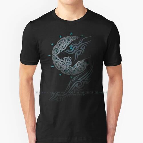 Ragnarok Moon 100% Cotton T Shirt Symbol Mythical Creature N