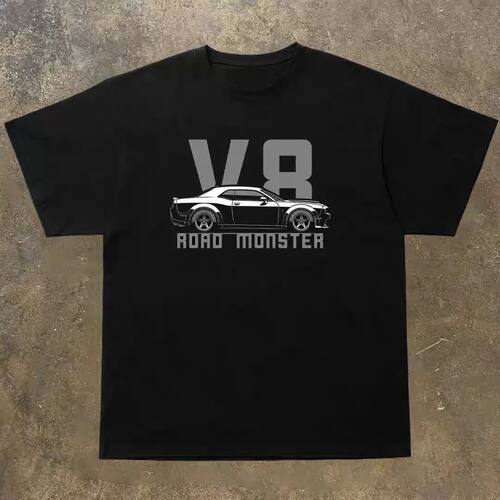 2025 Summer T-Shirt Short Sleeve Street Muscle Car Car V8 Ro