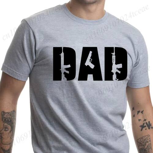 Dad Guns T-Shirt for Men Short Sleeve Tes Father's Day Gift