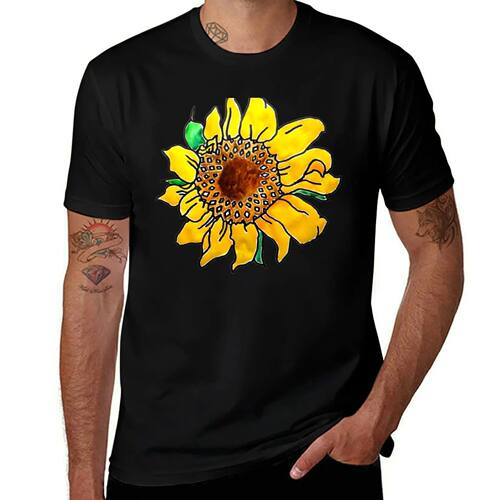 Painted Sunflower T-Shirt street wear oversize t-shirts man