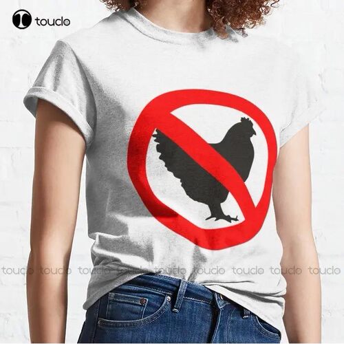 New No Chickens Cap Classic T-Shirt Cotton Tee Shirt White?S