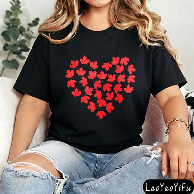 Canada Flag Shirt Proud Canadian Maple Leaf Heart T-Shirt Ca