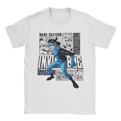 Invincible Blue Suit Collage T-Shirts Men Anime Cartoon Vint