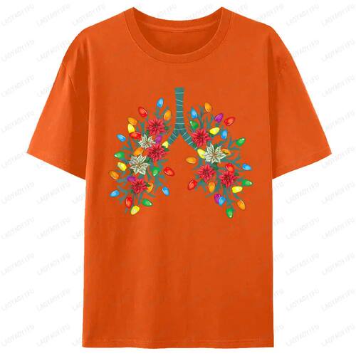 Lung Respiratory Christmas Lamplight Graphic T Shirts Funny