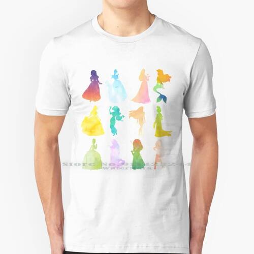 Princesses Watercolor Silhouette 100% Cotton T Shirt Princes