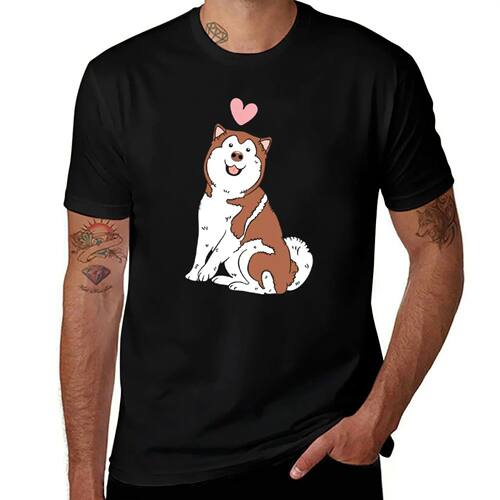 LOVE Red and White Alaskan Malamute T-Shirt football t shirt