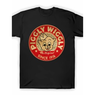 Piggly Wiggly Men'S Fashion T-Shirt Original White Short-Sle