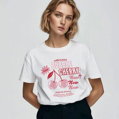 4222Bubble Cheery Graphic T-Shirts Cowgirl Western T Shirt C