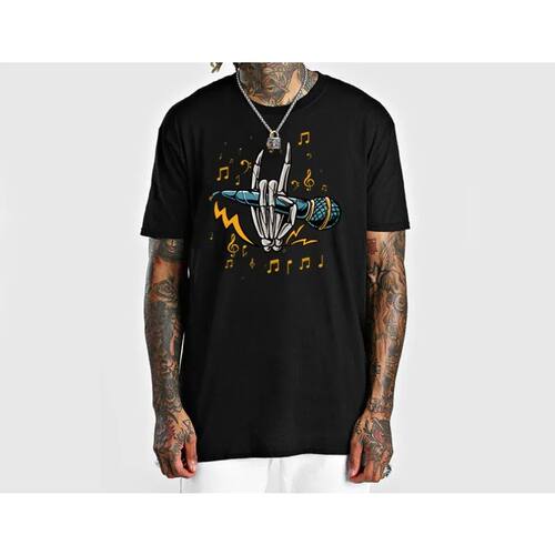 Skull Hand Microphone Print Singer Stage Performance Costume