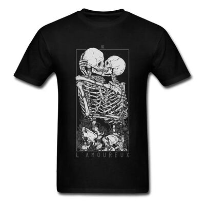 The Lovers Sweet Kiss Skull Tshirts Hug Me Pure Couple Skele