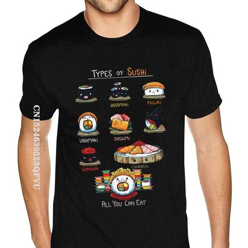 Cheap Graphic Types Of Sushi Tees Shirts Men's Make Your Own