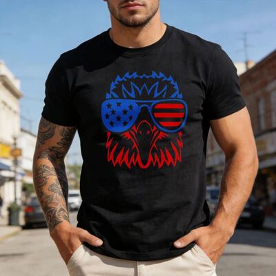 USA Patriotic Eagle Graphic Printed Tshirt American Flag T-S