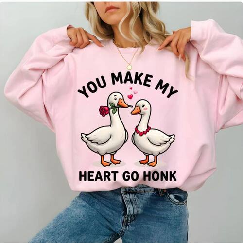 Funny Valentine's Day Goose Women Sweater You Make My Heart