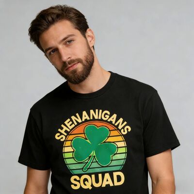 Shenanigans Squad Clover Design Summer Men T-Shirt Casual Vi