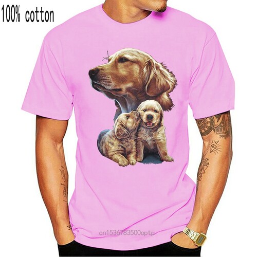 NEW CUTE PUPPY GOLDEN RETRIEVER DOG GRAPHIC MEN TEE SHORT SL