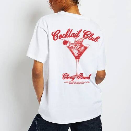 HB506-Cocktai Graphic Tees Loose Vintage Streetwear Women Re