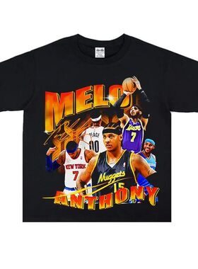 Basketball Print Street Carmelo Anthony T-Shirt Loose Vintag