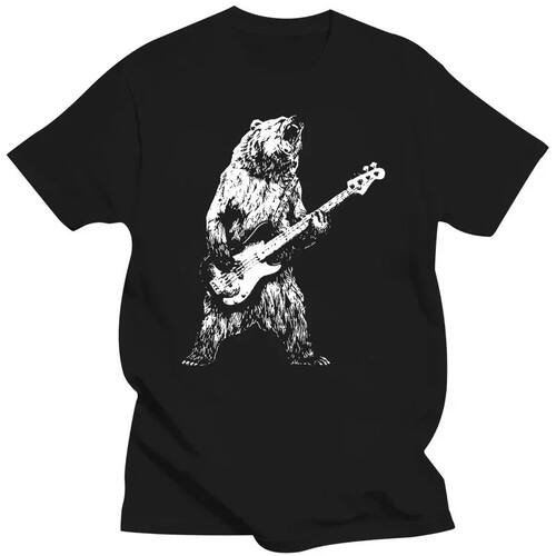 Retro Bear Playing Bass Guitar T Shirt Cats Guitar Guitarist
