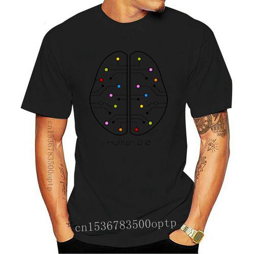 New Geek 2021 Men Crew Neck T-shirt Human 2.0 - Brain Circui