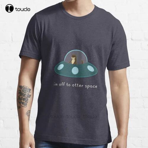 New Otter Space Funny Happy Simple Stars T-Shirt Cotton Men