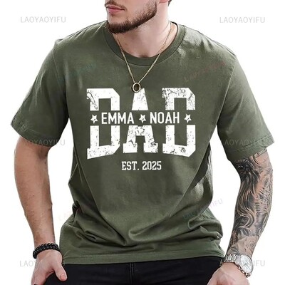Custom Dad Shirt with Kids Names Personalized Grandpa T-Shir