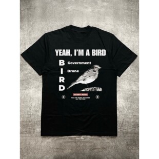 Black 200g Cotton Men's t - Shirt Yeah I'M a Bird Fun Warnin