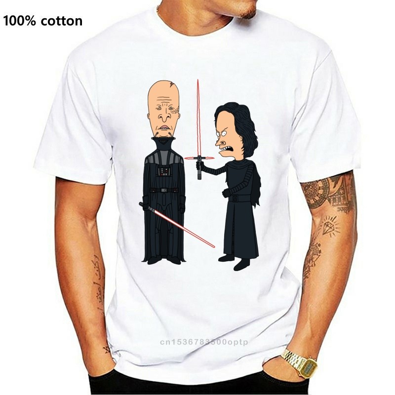 X Beavis And Butthead  Kylo Ren Funny Mashup White T-Shirt F - 实物图