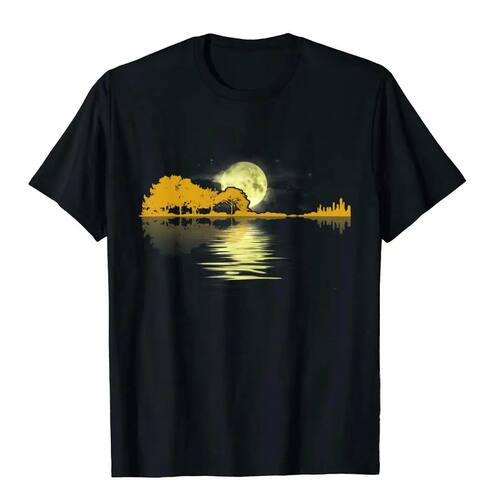 Guitar Lake Shadow Love Guitar T-Shirt Men Women Cotton T Sh