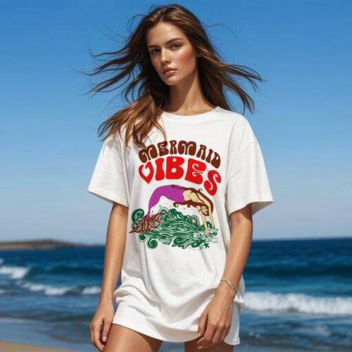 Mermaid Beach Style T Shirt Vintage Plus Size Harajuku Stree