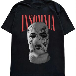 Gangster Hood Masked Portrait Men's Women's Cotton Printed L