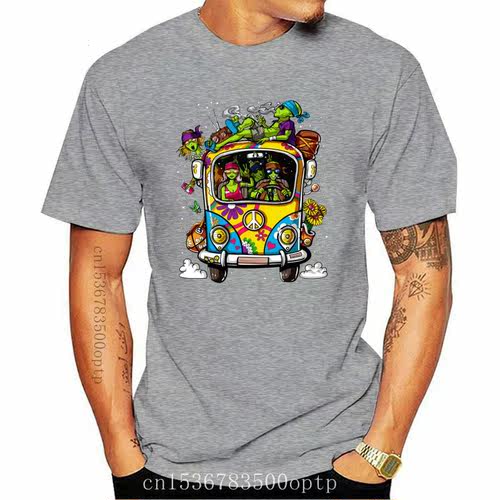 New Printed Aliens Hippie Van Peace Sign Psychedelic Festiva