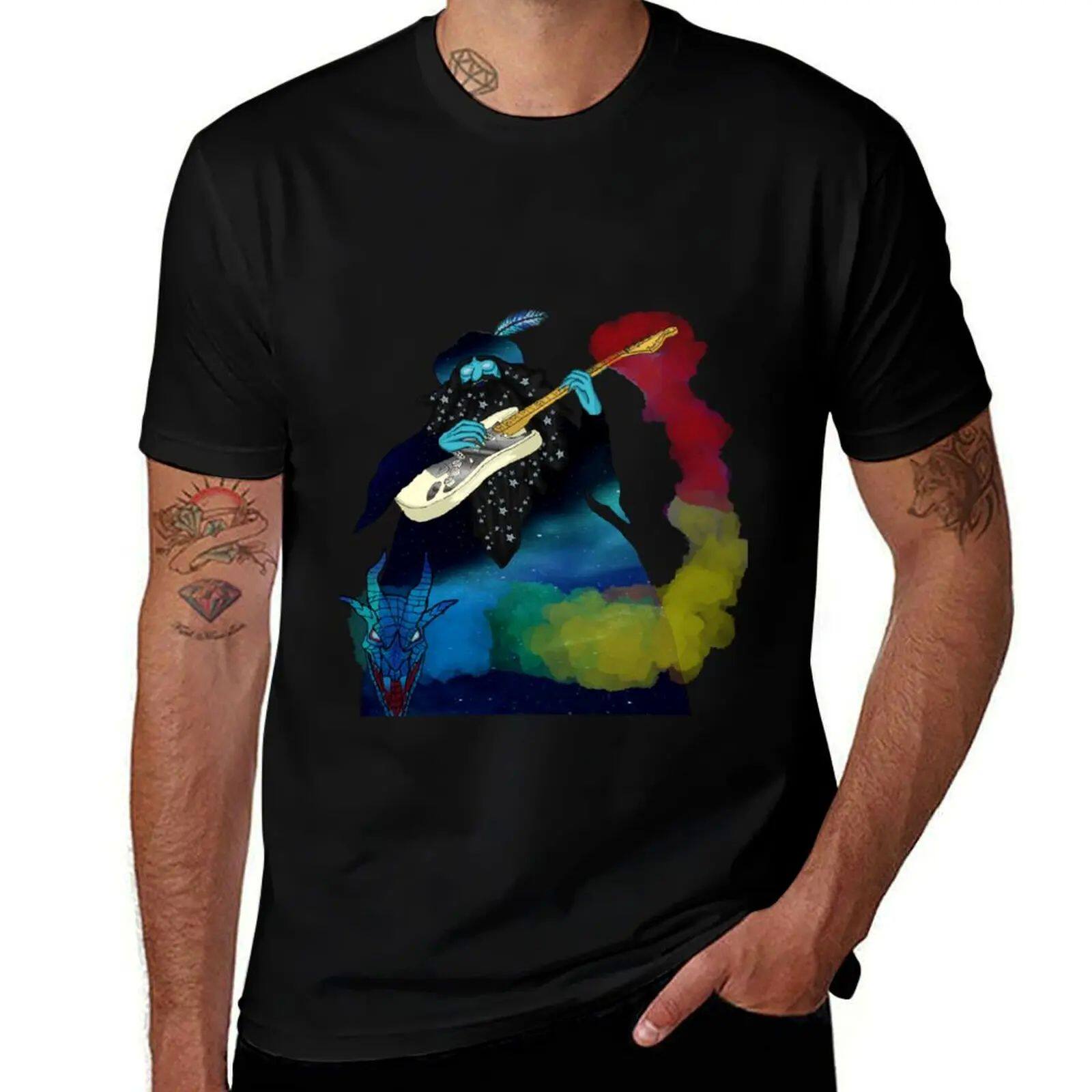 Guitar Playing Wizard T-Shirt animal prinfor boys funny shir - 实物图