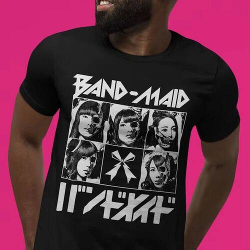 Band-Maid Skulls Faces Graphic Short Sleeve Tee, Band-Maid F