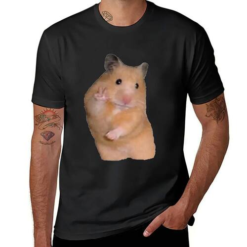 peace sign hamster T-Shirt tops summer clothes Blouse mens g