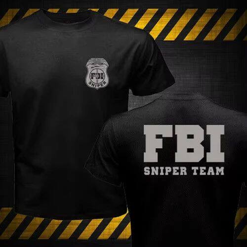 2025 Fashion New Fbi Sniper Team T-Shirt Double Side Men Cot