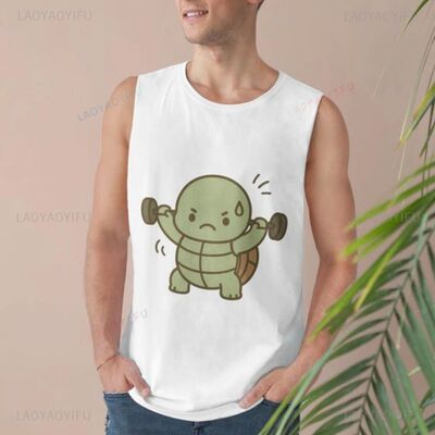 Cute Workout Tank Top Funny Turtle Gym Unisex Fitness Appare