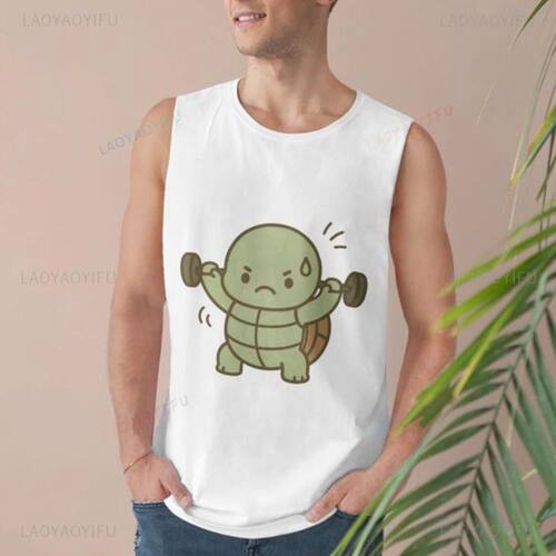 Cute Workout Tank Top Funny Turtle Gym Unisex Fitness Appare