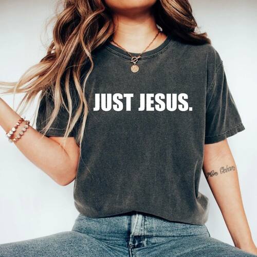 Retro Comfort Religious Just Jesus T-shirt Woman Man Summer