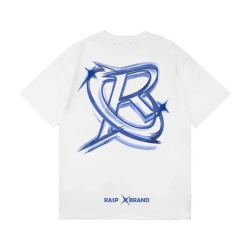 Spiral R word printing short-sleeved T-shirt men and women s