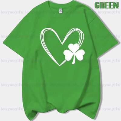 St Patricks Day Heart Tshirt Shamrock St Patricks Day Casual