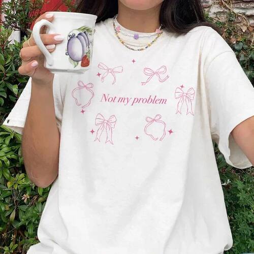 377Proble Cute Coquette Ribbon Bow T-Shirts Women Vintage Y2