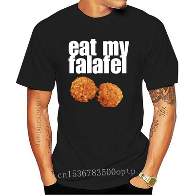 New Eat My Falafel Slim Fit T-Shirt Black-Navy Short Sleeves