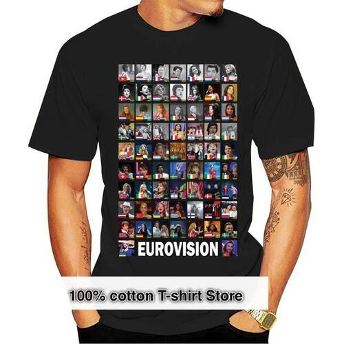 Eurovision Winners 1956-2024 T Shirt Men 2024 New Short Slee