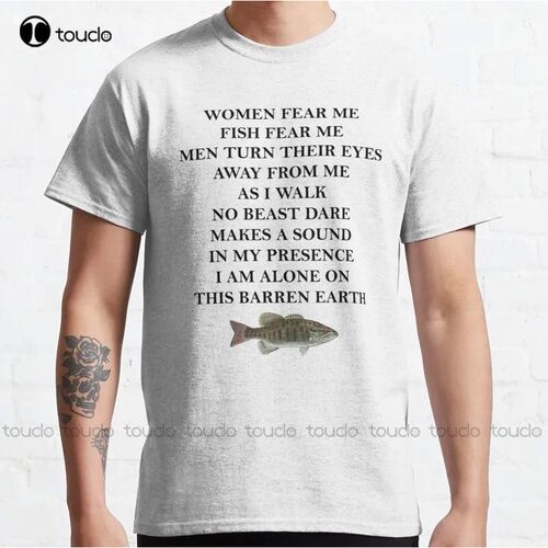 New Women Fear Me Fish Fear Me Classic T-Shirt Cotton Tee Sh