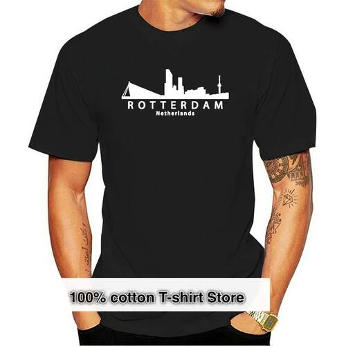 rotterdam netherlands skyline t shirt men Customized tee shi
