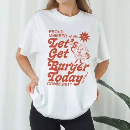 602-Burger T-Shirts Cute Funny Food Graphic Tees Oversized C