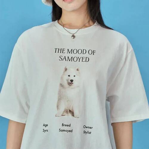 374Dog Print T-Shirt Kawaii Funny Streetwear Tshirts Plus Si